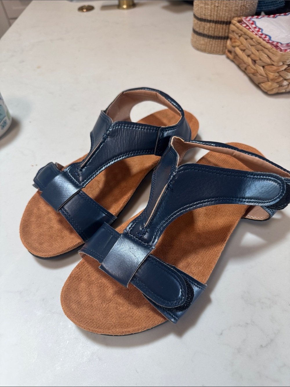 Brand new never worn, navy sandals